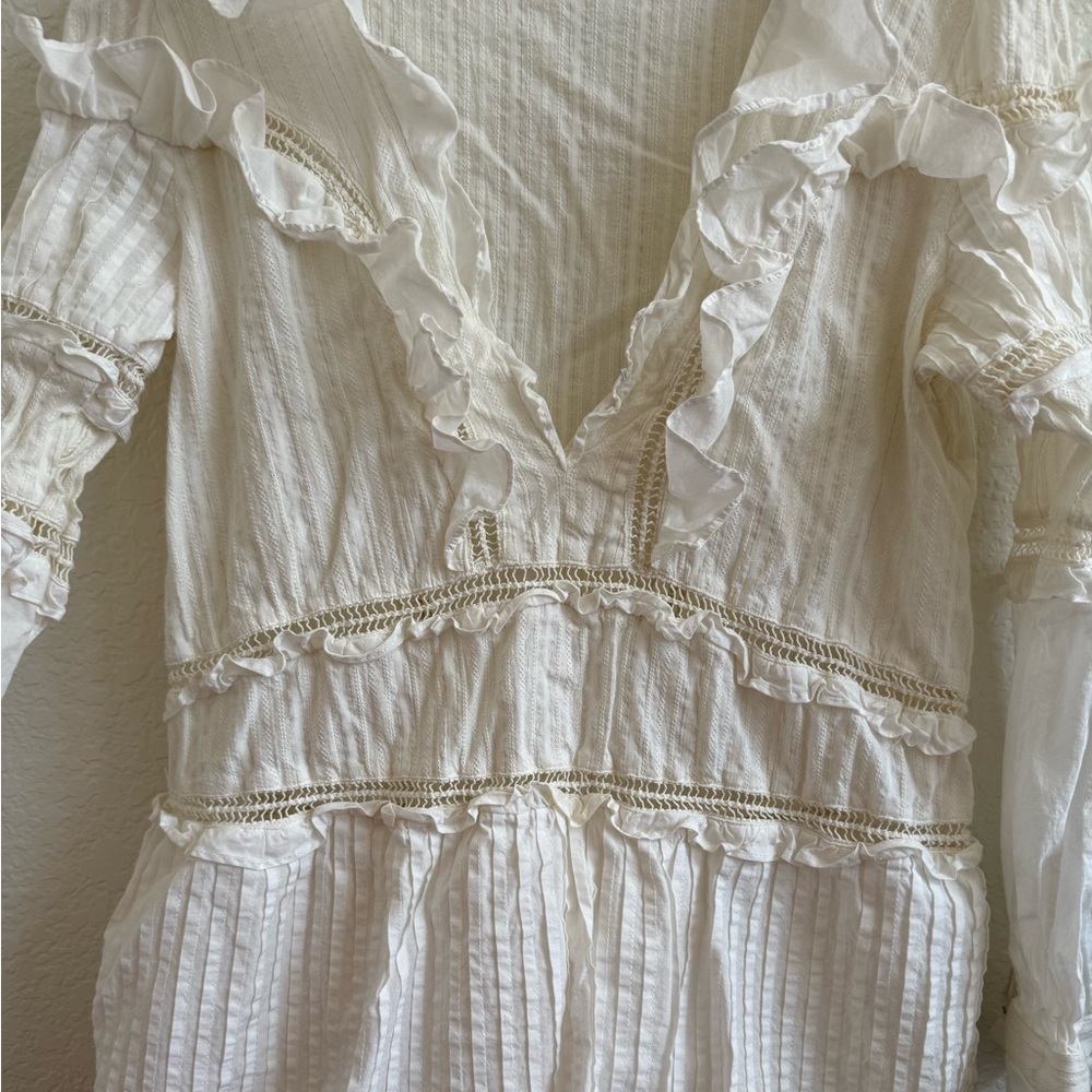 For Love And Lemons Ziggy Pintuck White Mini Dress Size L - Picture 5 of 8